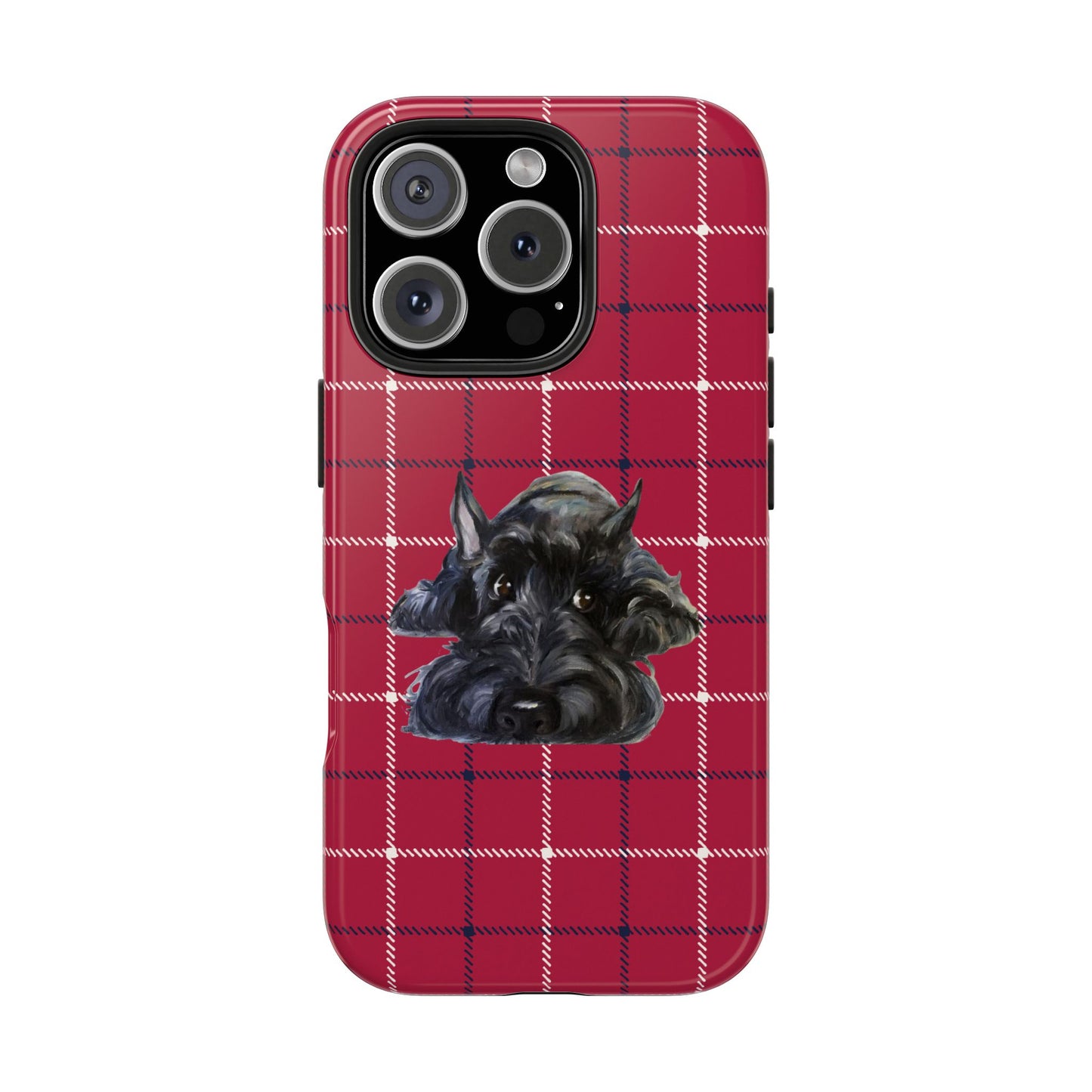Scottish Terrier Phone Case, Tough Cases, Scottie Dog Phone Cover, Gift for Dog Lovers, Plaid Design