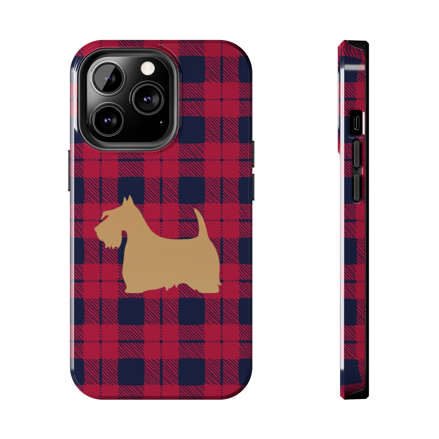 Scottish Terrier Phone Case, Tough Cases, Scottie Dog Phone Cover, Gift for Dog Lovers, Plaid Design