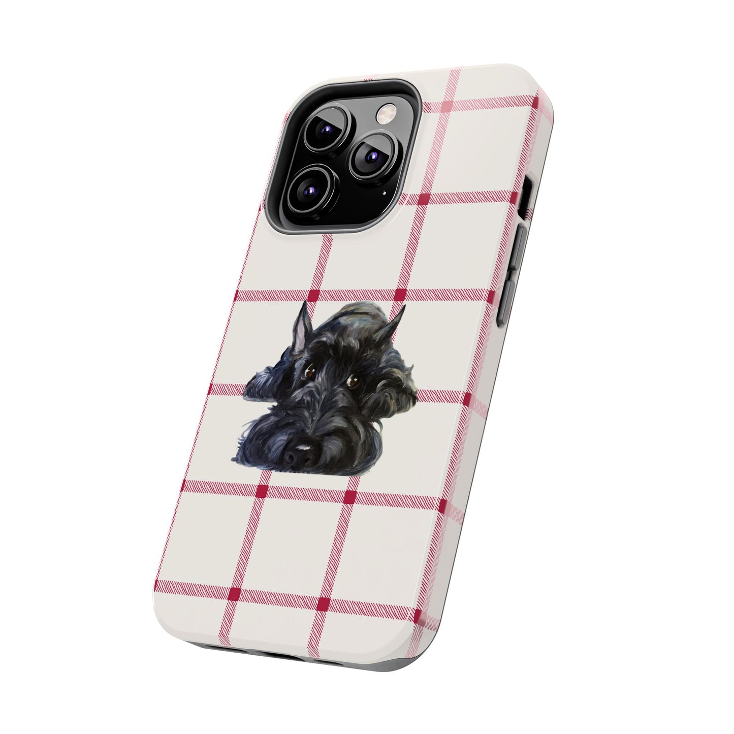 Scottish Terrier Phone Case, Tough Cases, Scottie Dog Phone Cover, Gift for Dog Lovers, Plaid Design