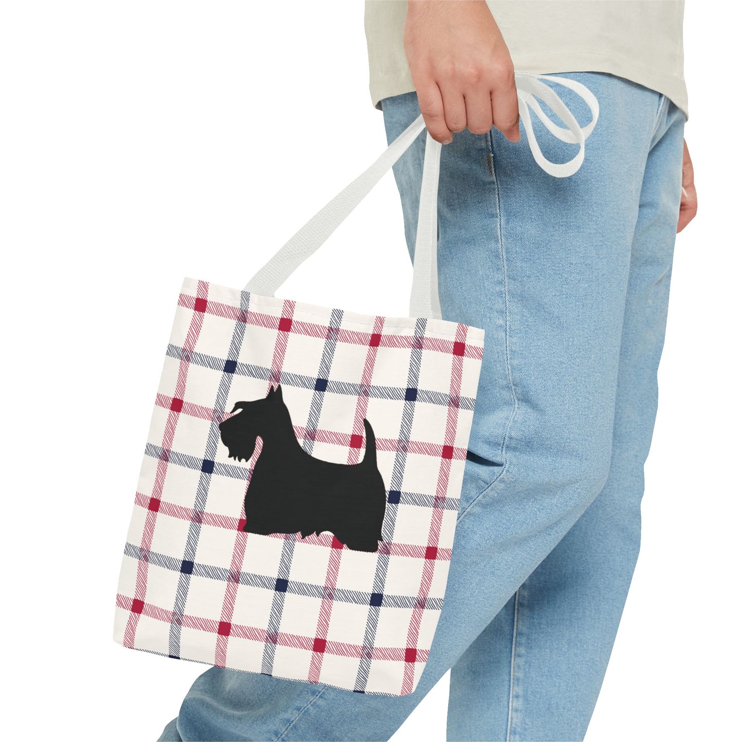 Plaid Scottish Terrier Tote Bag, Stylish Carryall for Pet Lovers, Perfect for Shopping, Beach Days, Teachers, Gifts, All-Occasion Bag