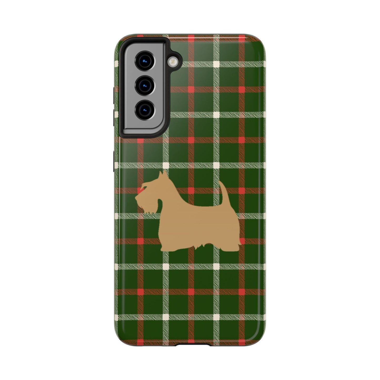 Scottish Terrier Phone Case, Tough Cases, Scottie Dog Phone Cover, Gift for Dog Lovers, Plaid Design