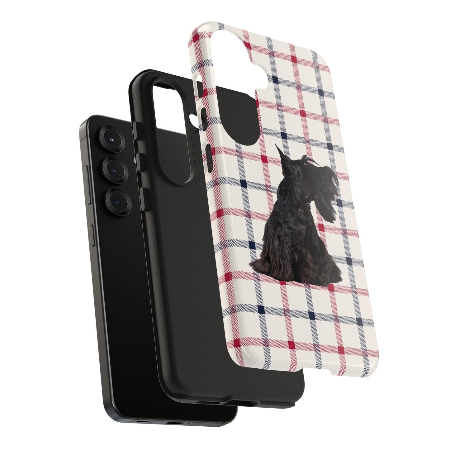 Scottish Terrier Phone Case, Tough Cases, Scottie Dog Phone Cover, Gift for Dog Lovers, Plaid Design