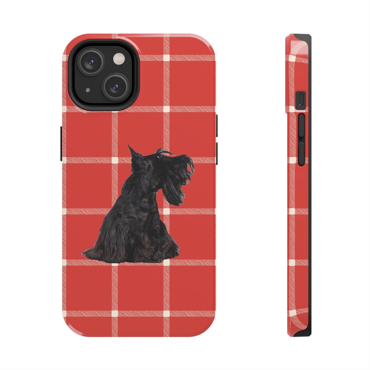 Scottish Terrier Phone Case, Tough Cases, Scottie Dog Phone Cover, Gift for Dog Lovers, Plaid Design