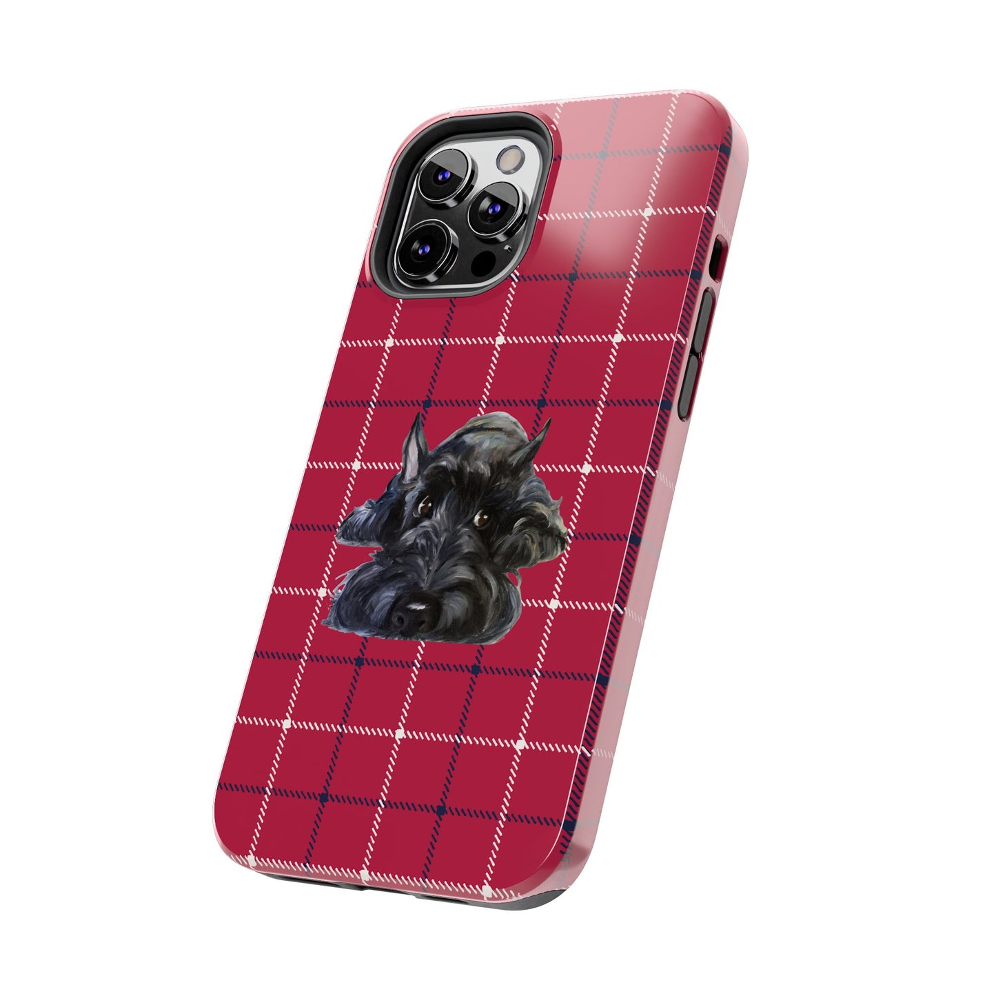 Scottish Terrier Phone Case, Tough Cases, Scottie Dog Phone Cover, Gift for Dog Lovers, Plaid Design