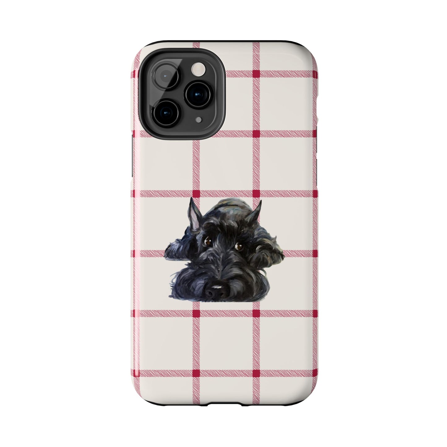 Scottish Terrier Phone Case, Tough Cases, Scottie Dog Phone Cover, Gift for Dog Lovers, Plaid Design