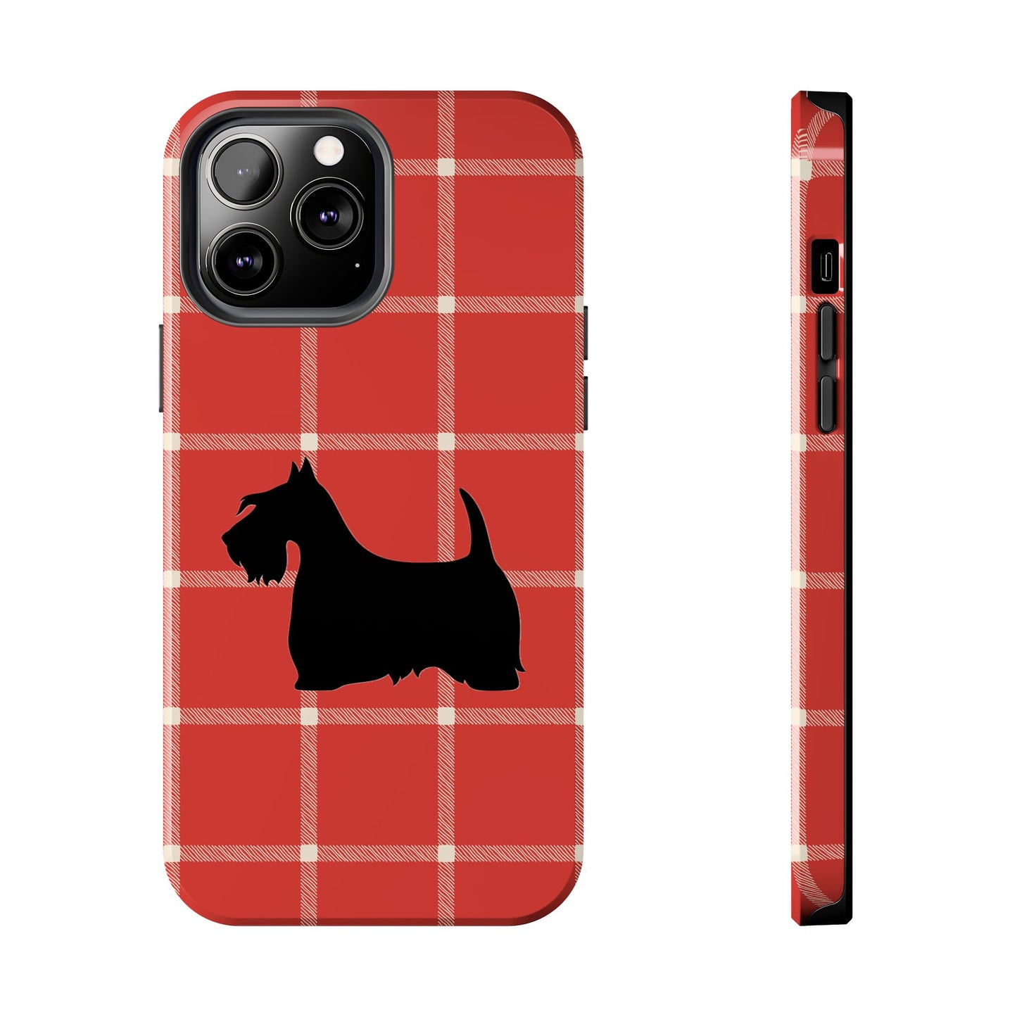 Scottish Terrier Phone Case, Tough Cases, Scottie Dog Phone Cover, Gift for Dog Lovers, Plaid Design