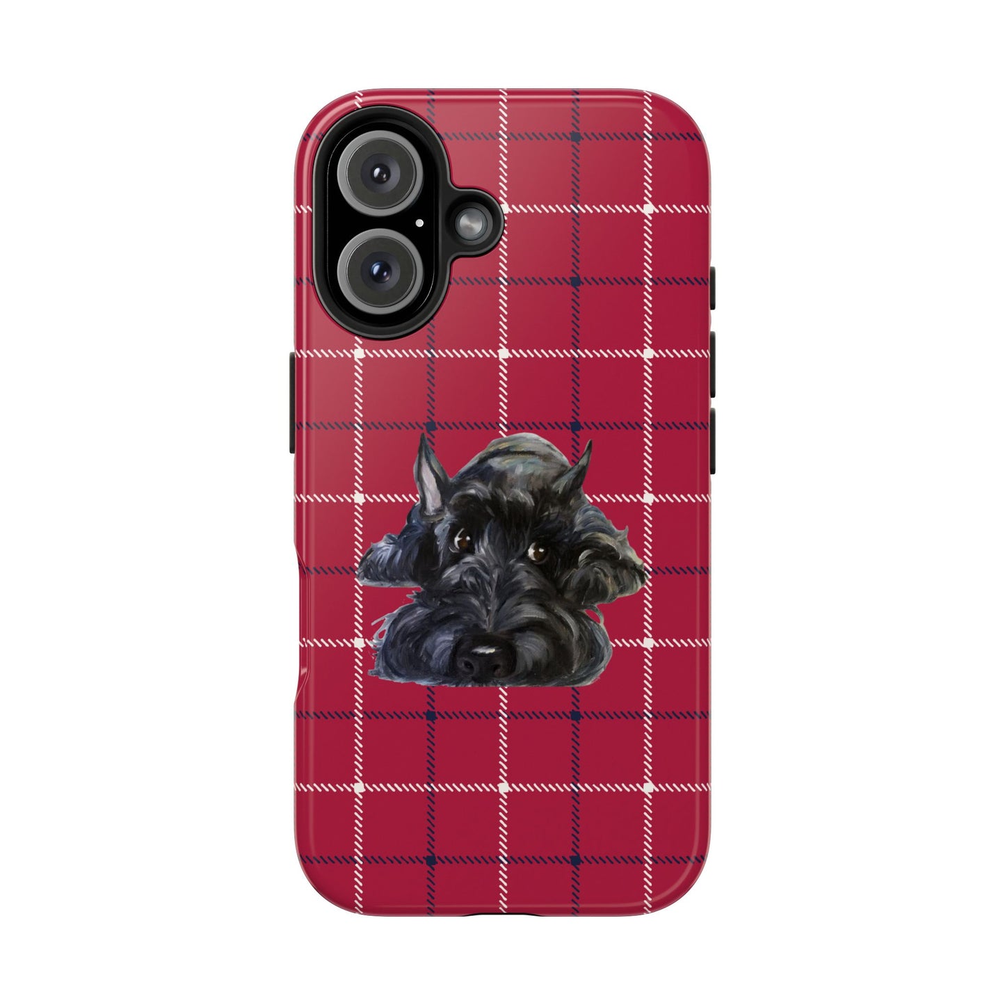Scottish Terrier Phone Case, Tough Cases, Scottie Dog Phone Cover, Gift for Dog Lovers, Plaid Design