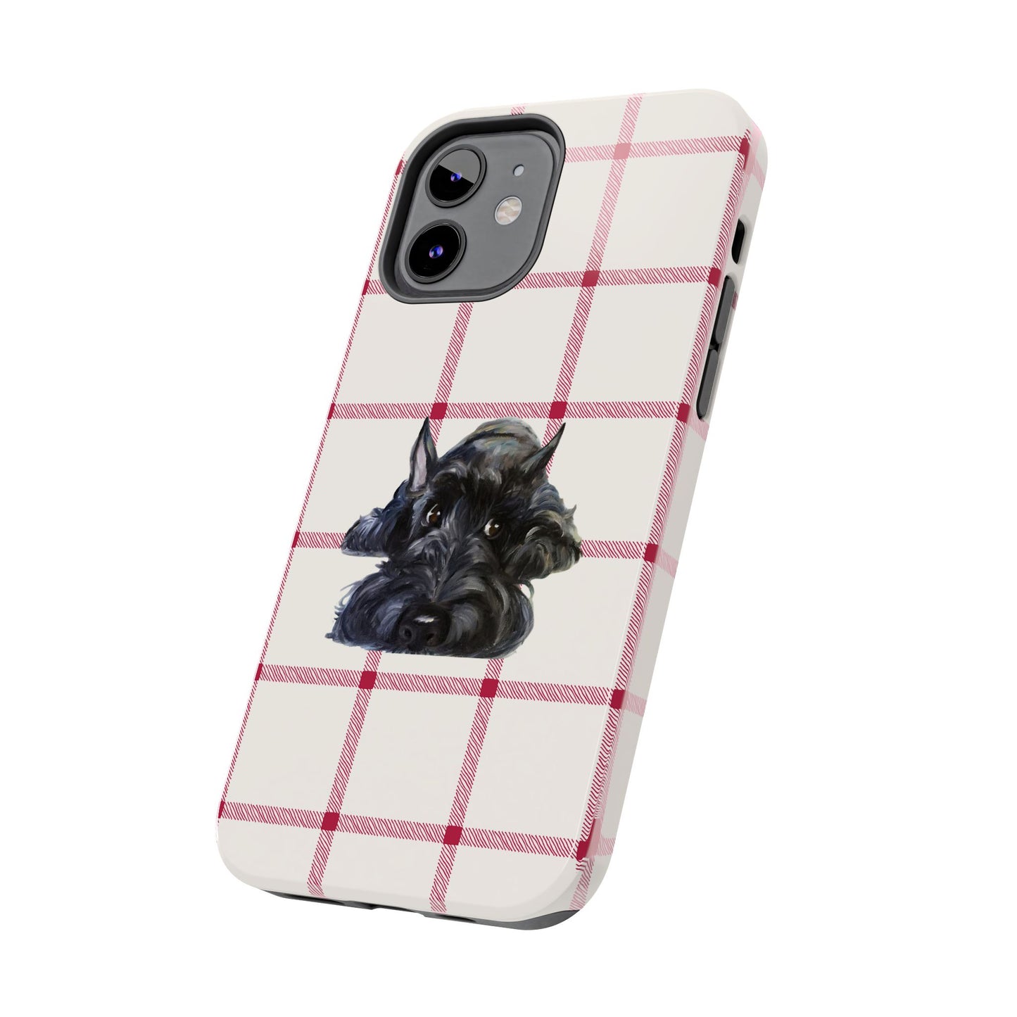 Scottish Terrier Phone Case, Tough Cases, Scottie Dog Phone Cover, Gift for Dog Lovers, Plaid Design