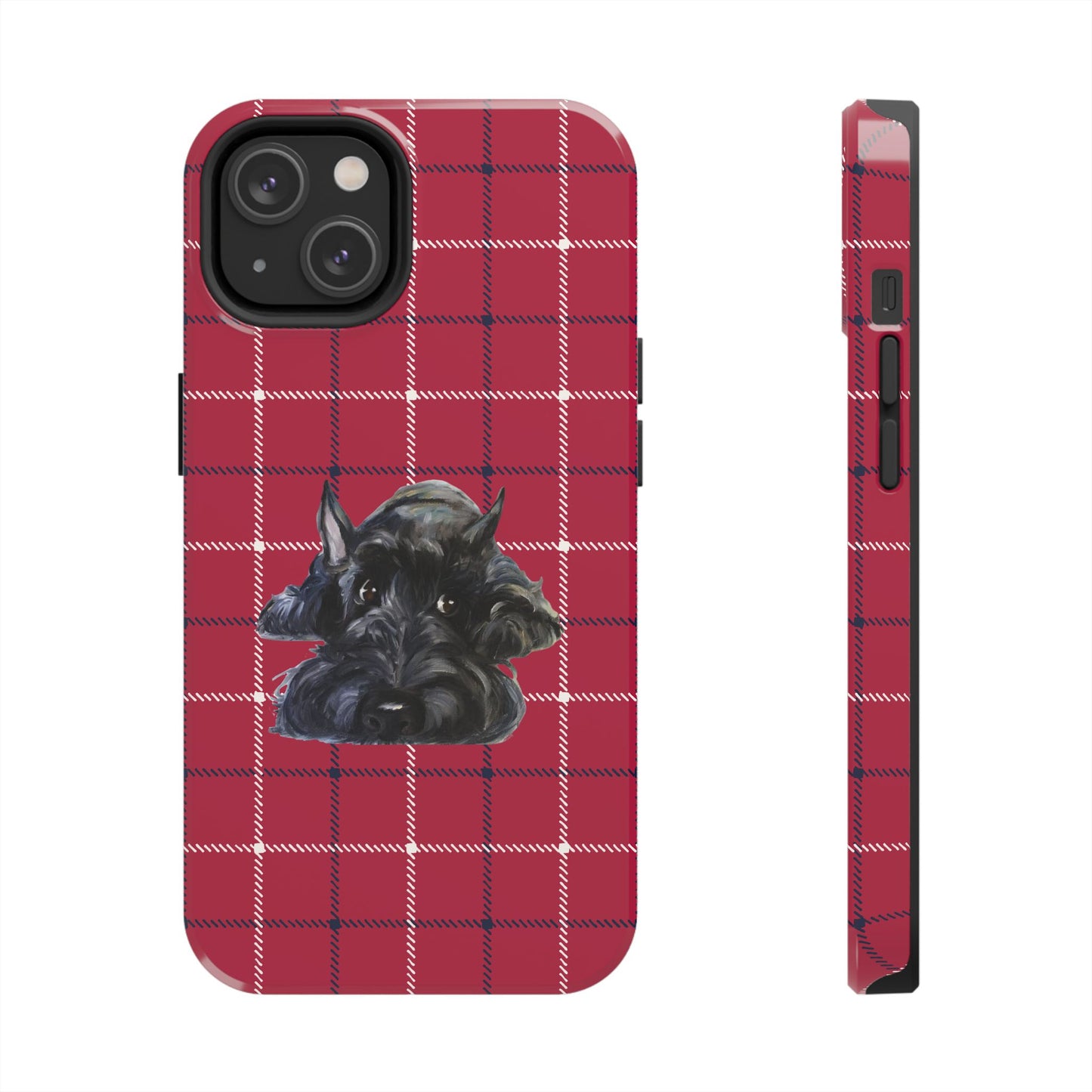 Scottish Terrier Phone Case, Tough Cases, Scottie Dog Phone Cover, Gift for Dog Lovers, Plaid Design