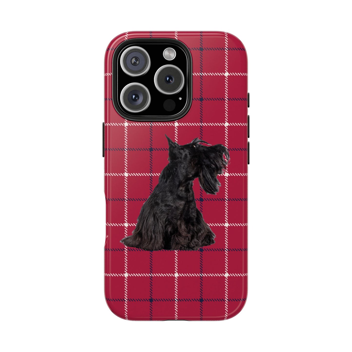 Scottish Terrier Phone Case, Tough Cases, Scottie Dog Phone Cover, Gift for Dog Lovers, Plaid Design