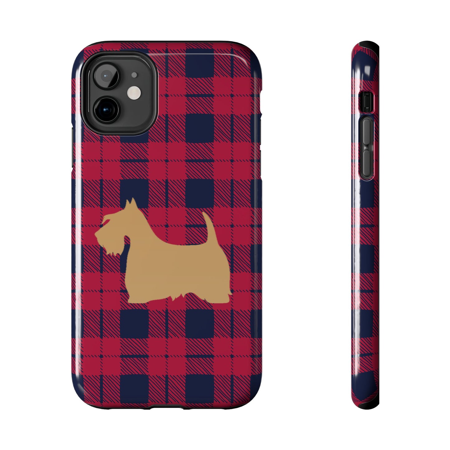 Scottish Terrier Phone Case, Tough Cases, Scottie Dog Phone Cover, Gift for Dog Lovers, Plaid Design