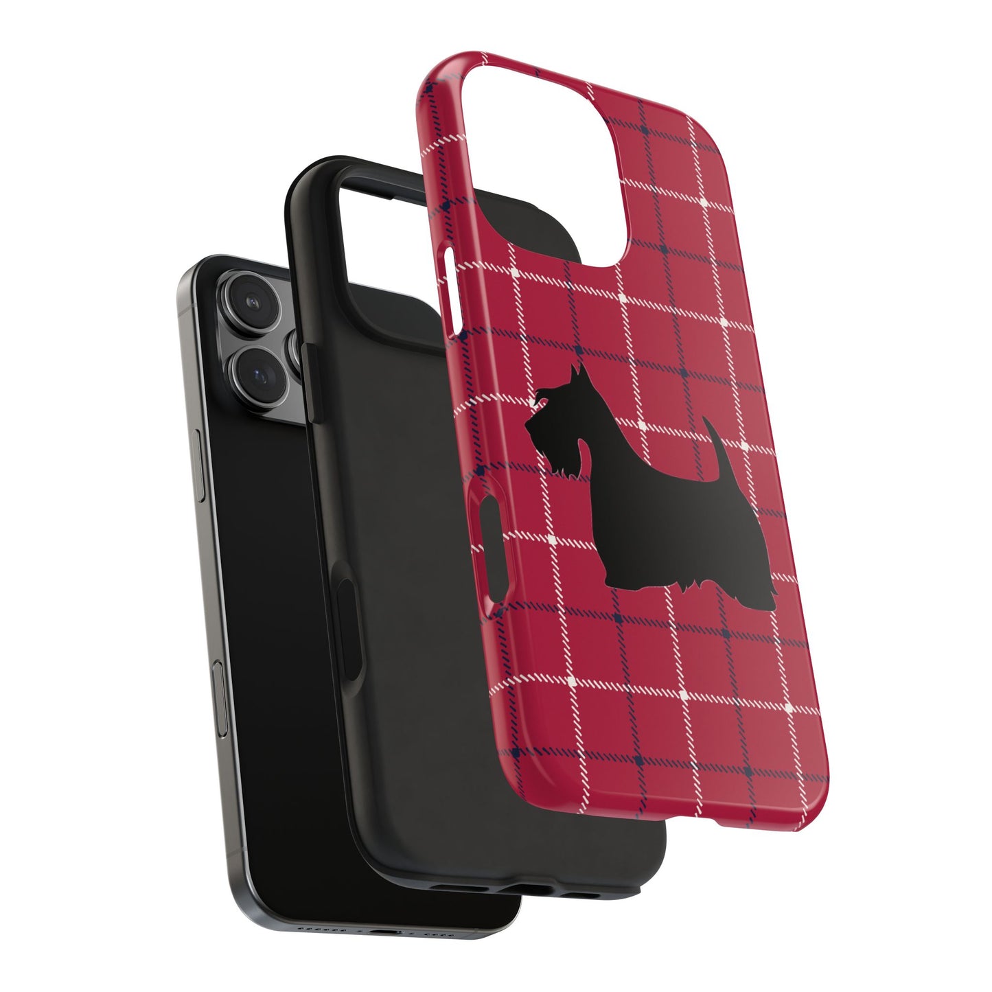 Scottish Terrier Phone Case, Tough Cases, Scottie Dog Phone Cover, Gift for Dog Lovers, Plaid Design