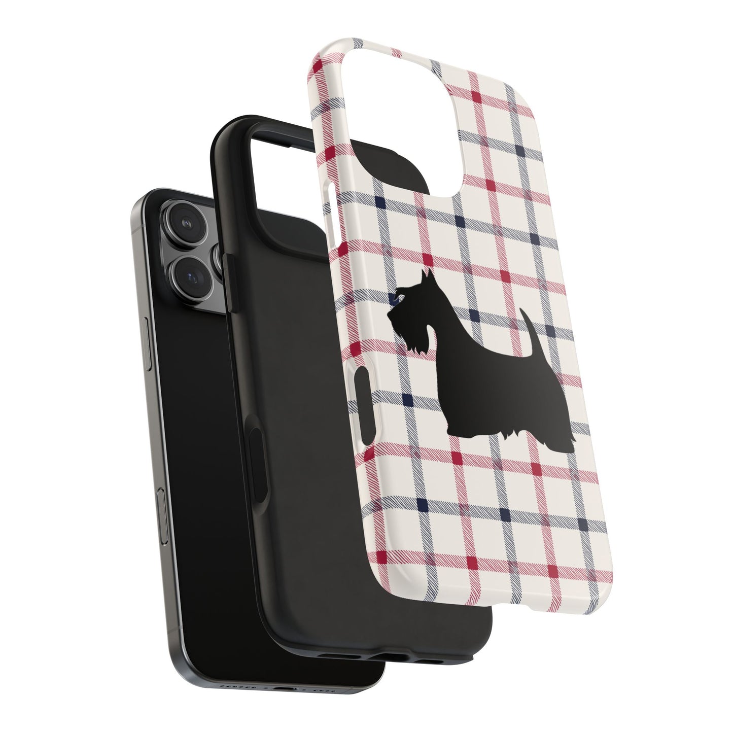 Scottish Terrier Phone Case, Tough Cases, Scottie Dog Phone Cover, Gift for Dog Lovers, Plaid Design