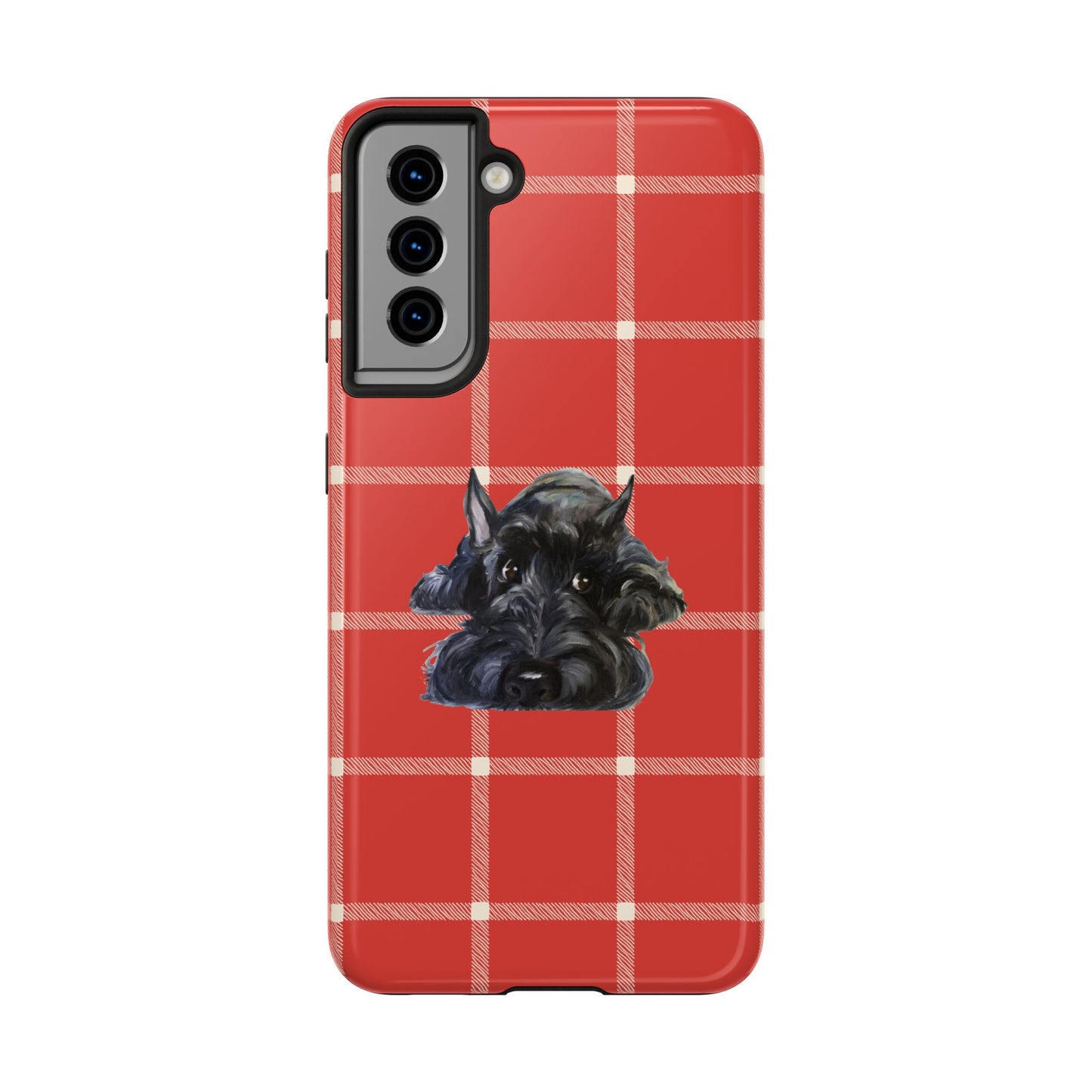 Scottish Terrier Phone Case, Tough Cases, Scottie Dog Phone Cover, Gift for Dog Lovers, Plaid Design