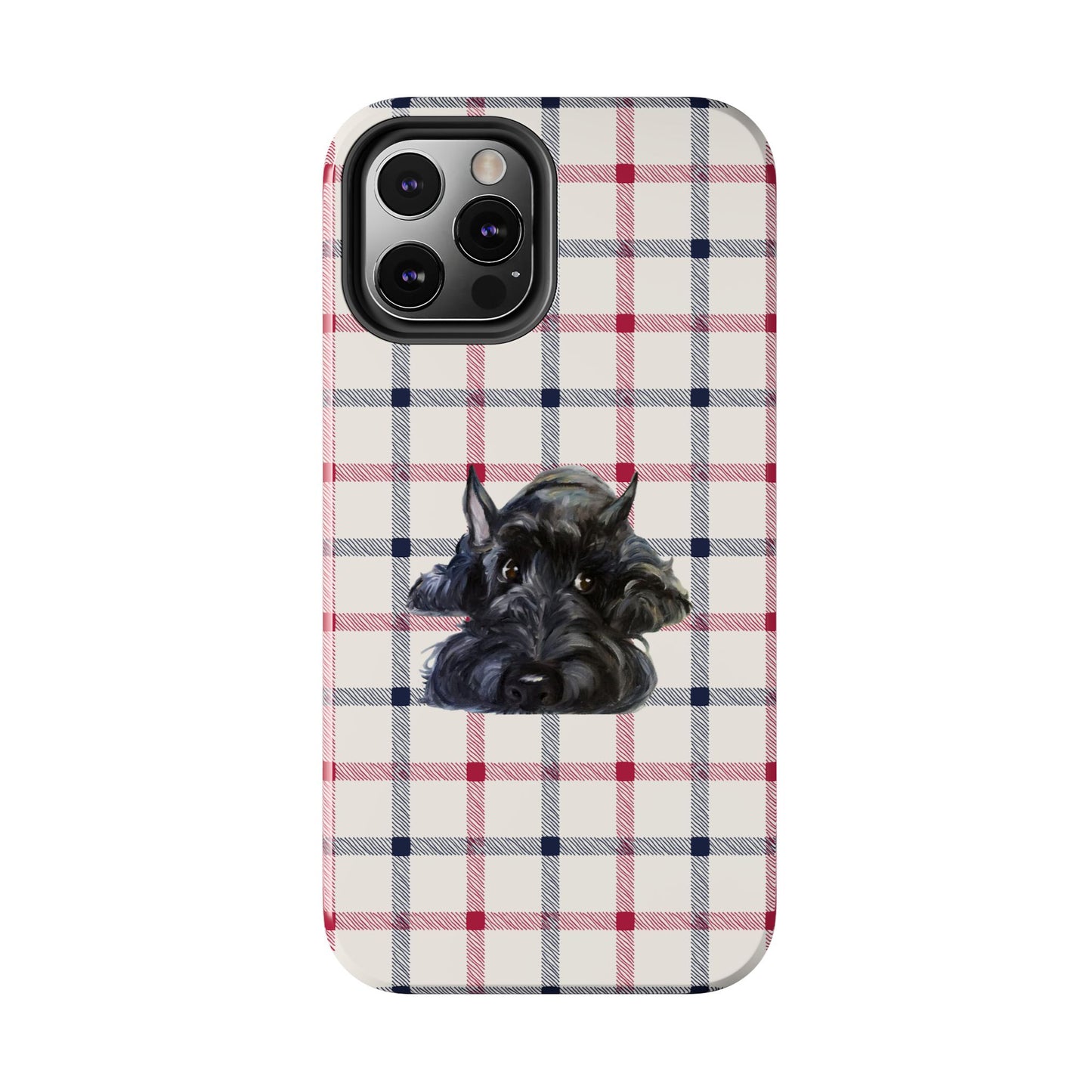 Scottish Terrier Phone Case, Tough Cases, Scottie Dog Phone Cover, Gift for Dog Lovers, Plaid Design