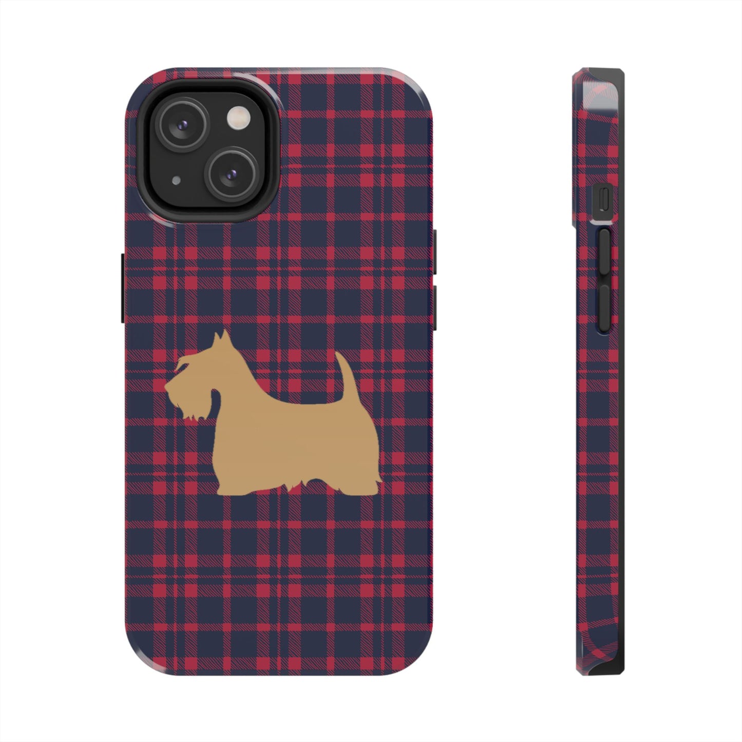 Scottish Terrier Phone Case, Tough Cases, Scottie Dog Phone Cover, Gift for Dog Lovers, Plaid Design