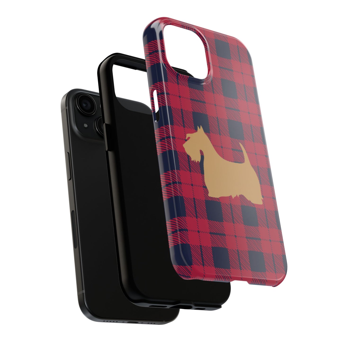 Scottish Terrier Phone Case, Tough Cases, Scottie Dog Phone Cover, Gift for Dog Lovers, Plaid Design