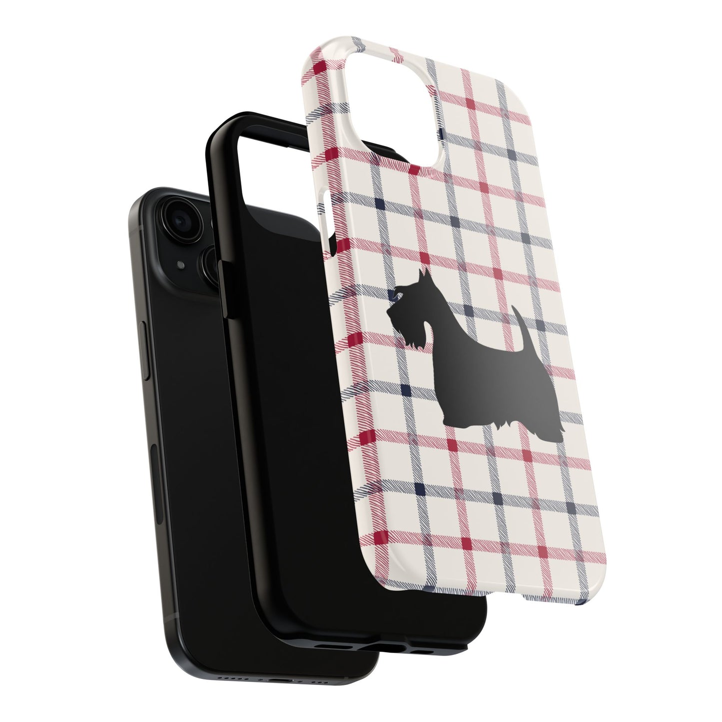 Scottish Terrier Phone Case, Tough Cases, Scottie Dog Phone Cover, Gift for Dog Lovers, Plaid Design