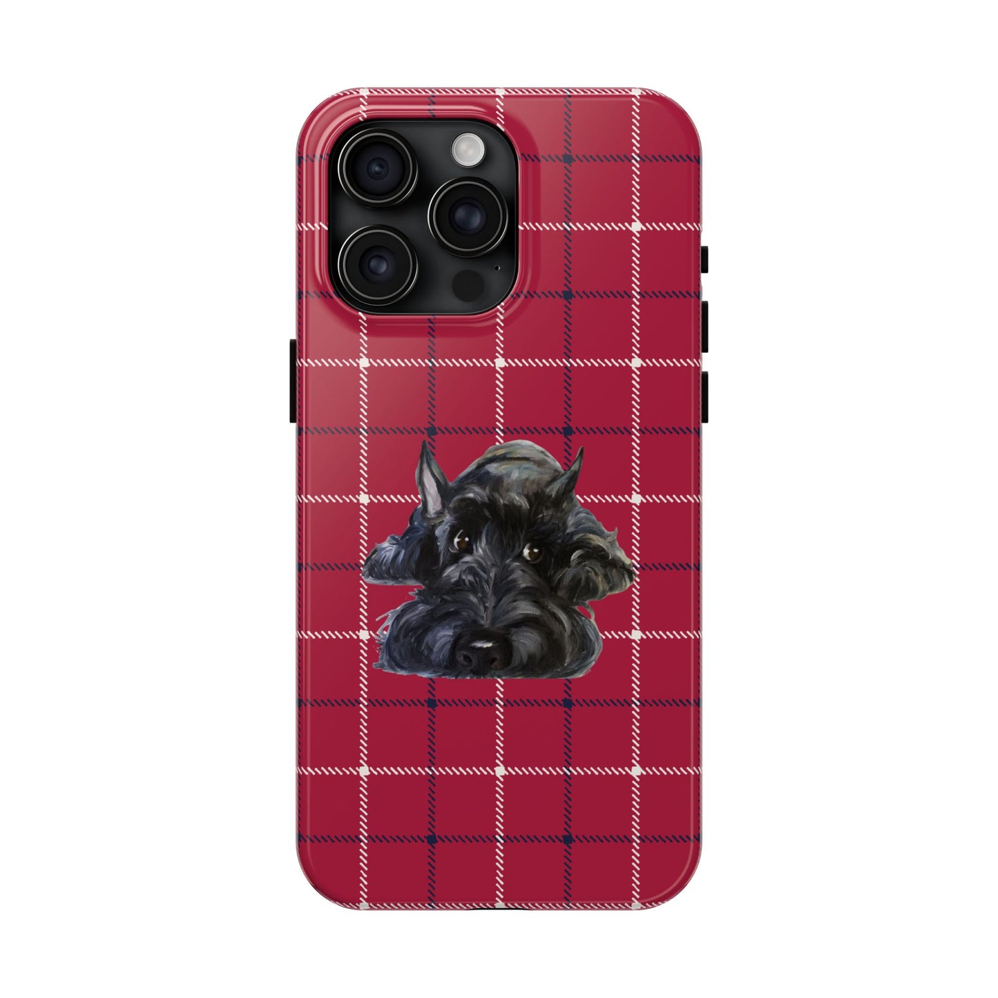 Scottish Terrier Phone Case, Tough Cases, Scottie Dog Phone Cover, Gift for Dog Lovers, Plaid Design