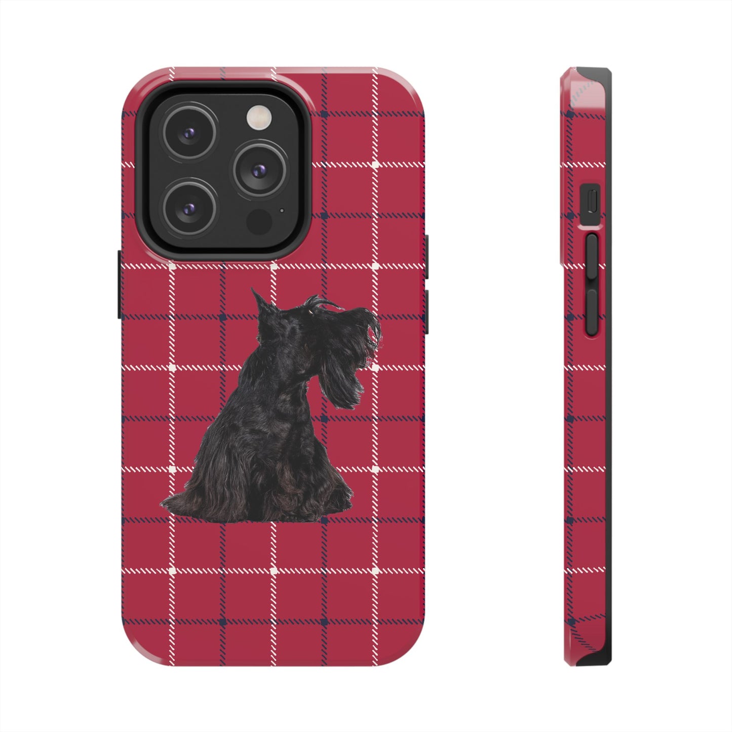 Scottish Terrier Phone Case, Tough Cases, Scottie Dog Phone Cover, Gift for Dog Lovers, Plaid Design