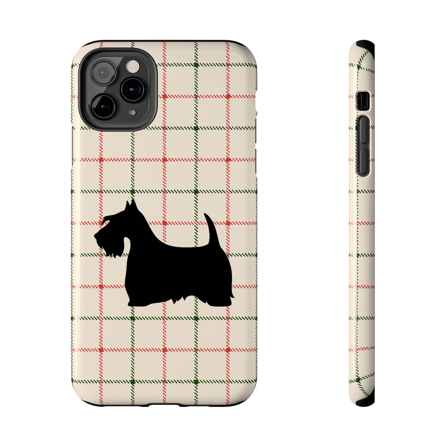Scottish Terrier Phone Case, Tough Cases, Scottie Dog Phone Cover, Gift for Dog Lovers, Plaid Design