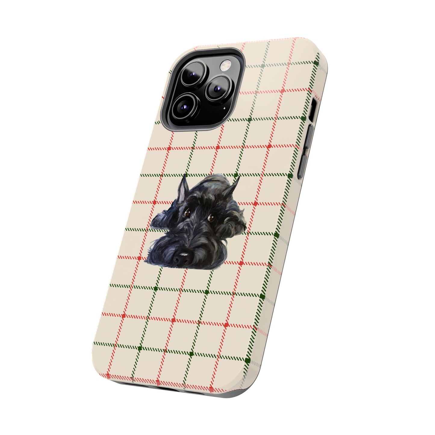 Scottish Terrier Phone Case, Tough Cases, Scottie Dog Phone Cover, Gift for Dog Lovers, Plaid Design