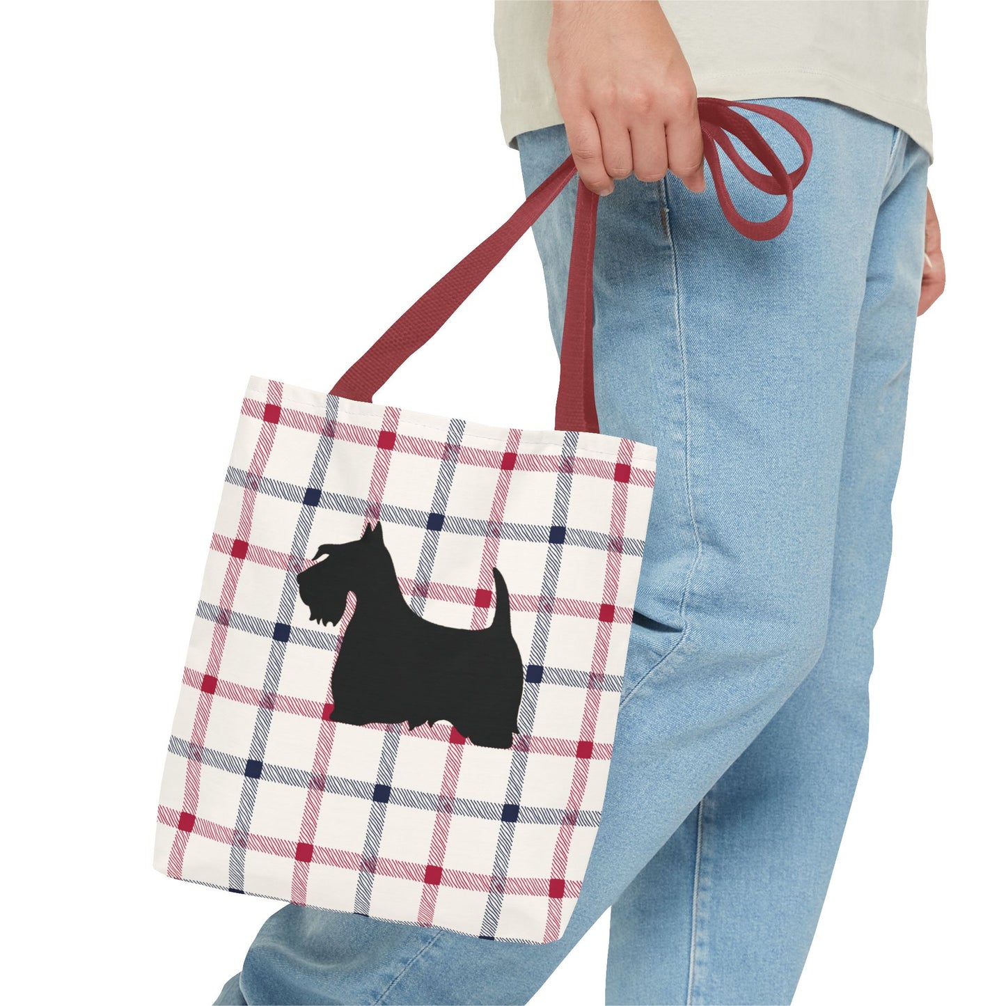 Plaid Scottish Terrier Tote Bag, Stylish Carryall for Pet Lovers, Perfect for Shopping, Beach Days, Teachers, Gifts, All-Occasion Bag