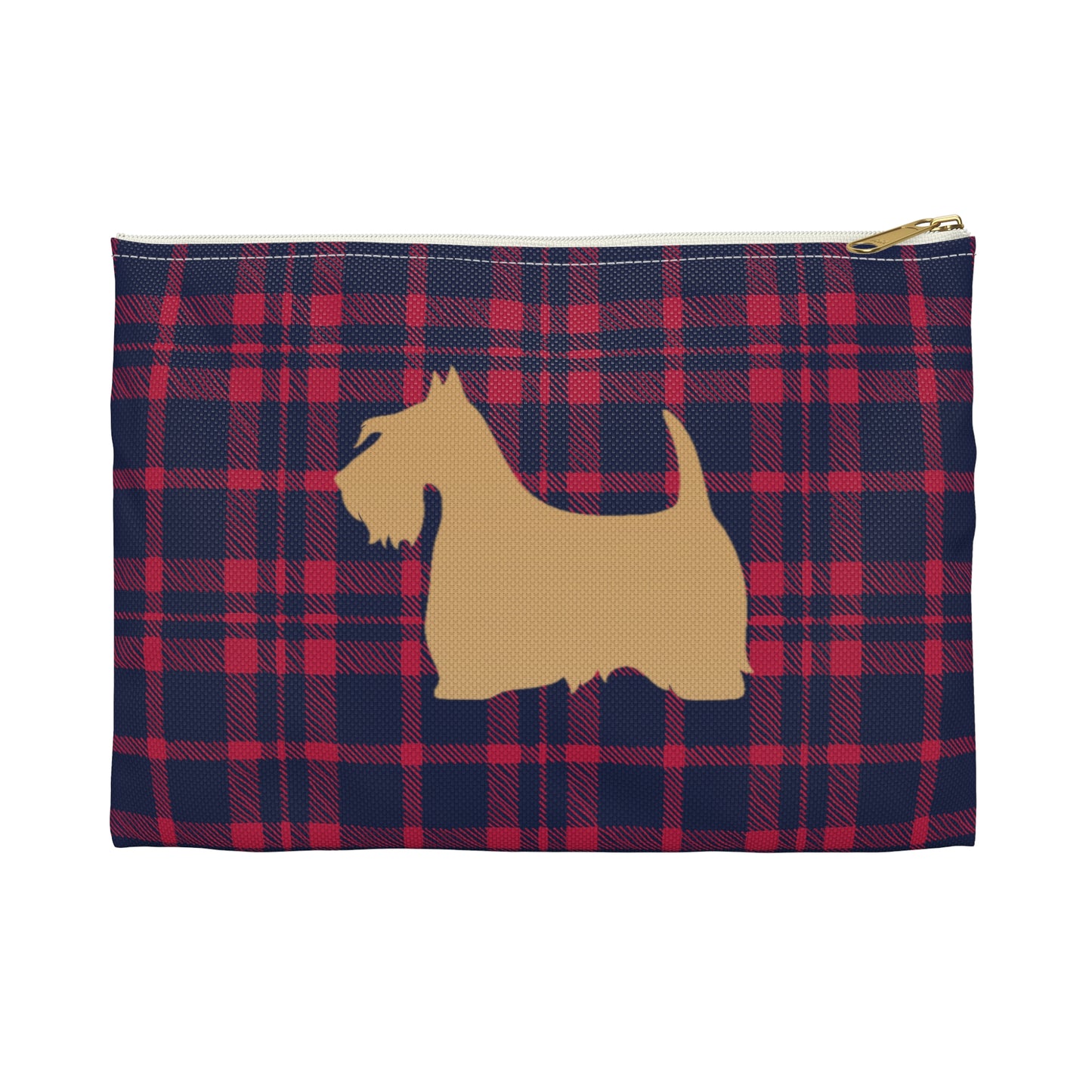 Scottish Terrier Accessory Pouch, Pet Lover Gift, Dog Travel Bag, Stylish Makeup Case, Plaid Organizer
