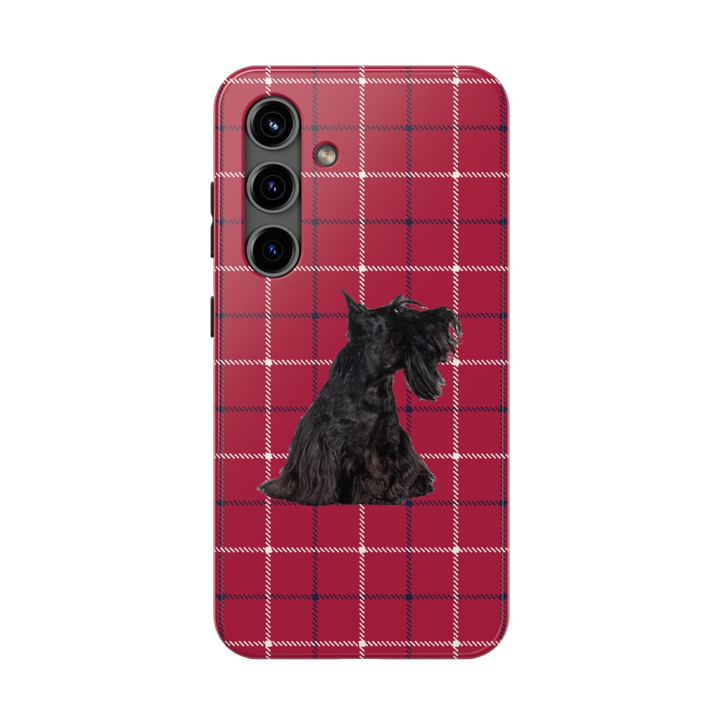 Scottish Terrier Phone Case, Tough Cases, Scottie Dog Phone Cover, Gift for Dog Lovers, Plaid Design