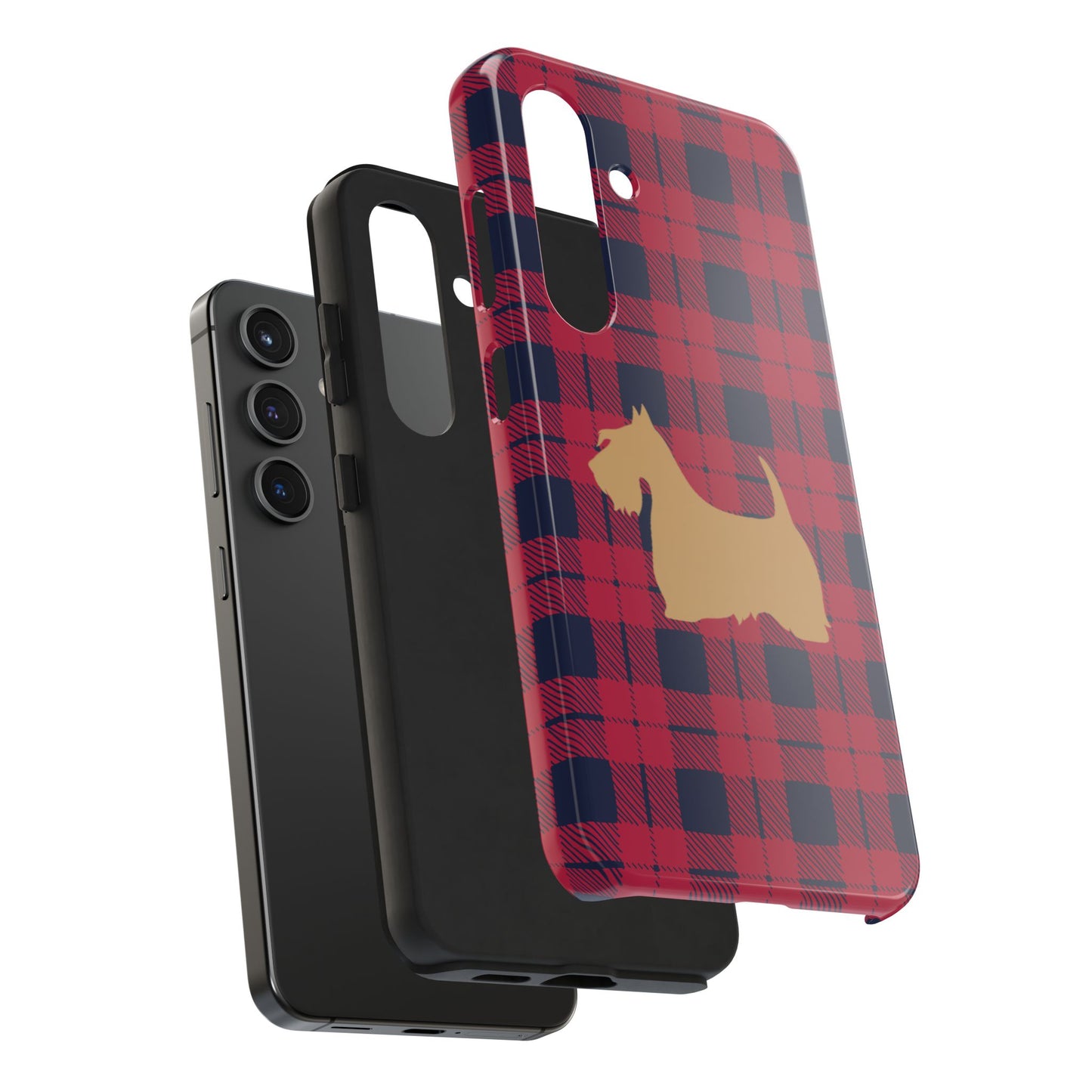 Scottish Terrier Phone Case, Tough Cases, Scottie Dog Phone Cover, Gift for Dog Lovers, Plaid Design