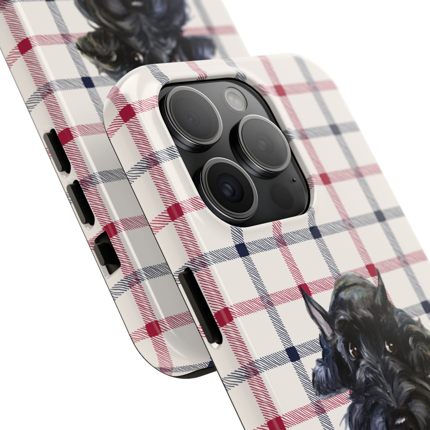 Scottish Terrier Phone Case, Tough Cases, Scottie Dog Phone Cover, Gift for Dog Lovers, Plaid Design