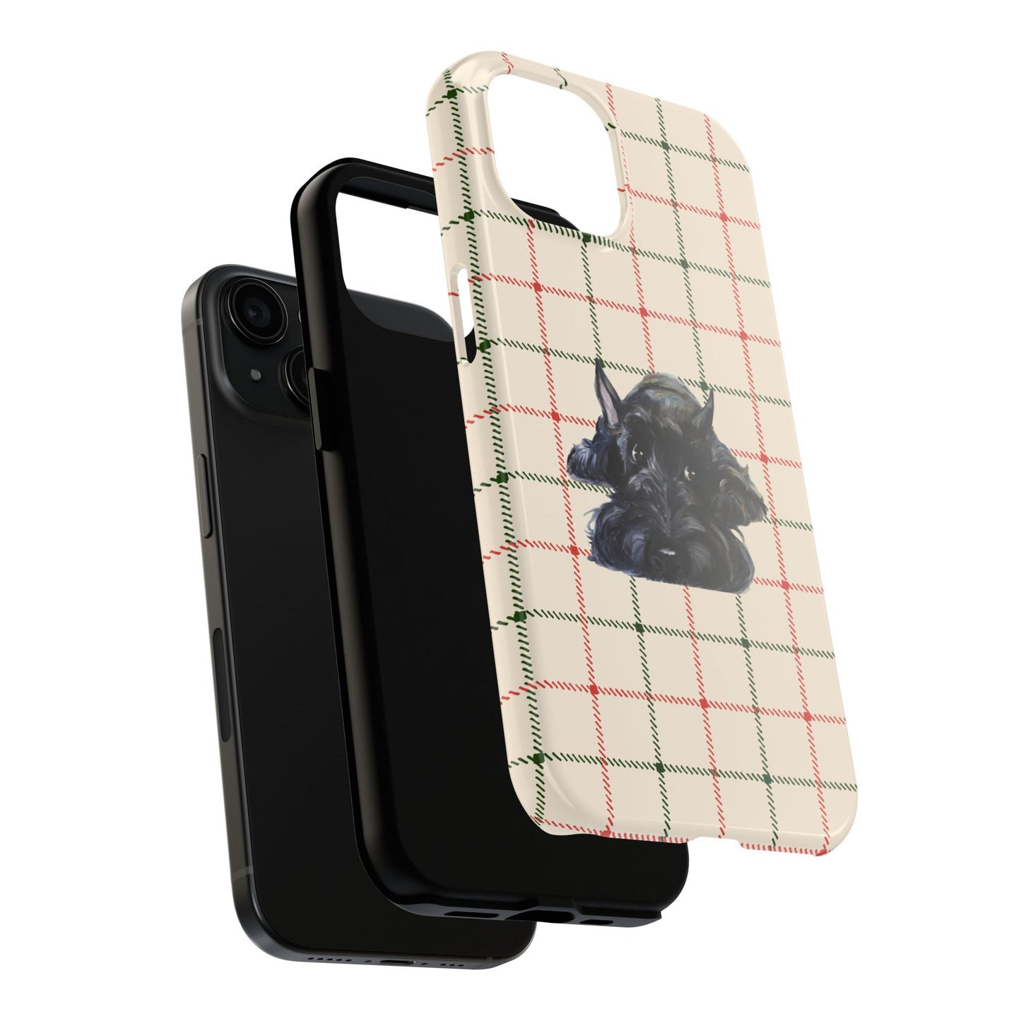 Scottish Terrier Phone Case, Tough Cases, Scottie Dog Phone Cover, Gift for Dog Lovers, Plaid Design