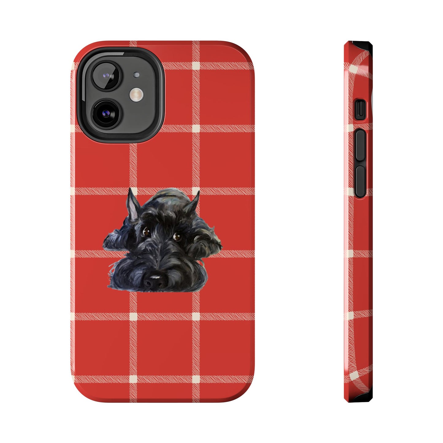 Scottish Terrier Phone Case, Tough Cases, Scottie Dog Phone Cover, Gift for Dog Lovers, Plaid Design