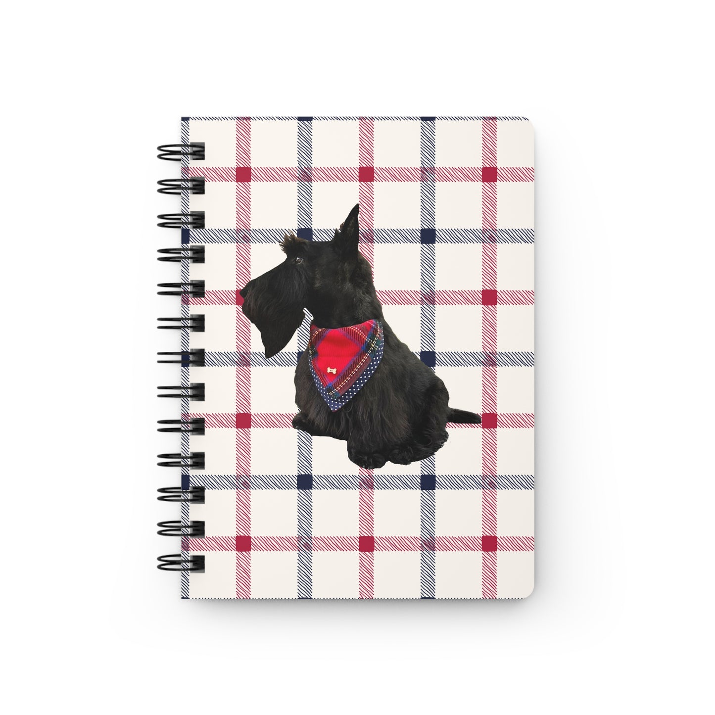 Fitz the Scottie Scottitude Plaid Spiral Bound Journal , Notebooks for Gifts, School Supplies, Writing, Pet Lovers