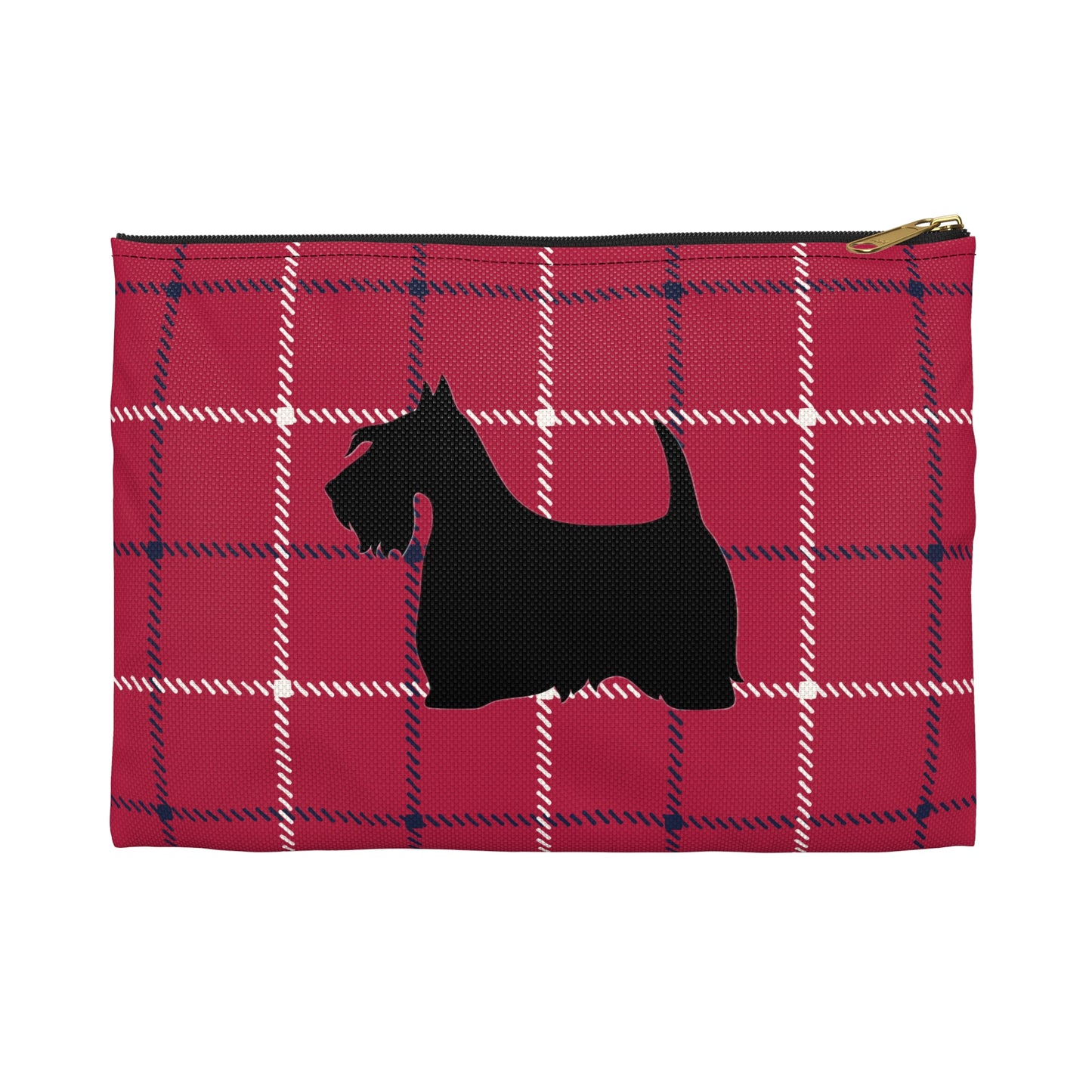 Scottish Terrier Accessory Pouch, Pet Lover Gift, Dog Travel Bag, Stylish Makeup Case, Plaid Organizer