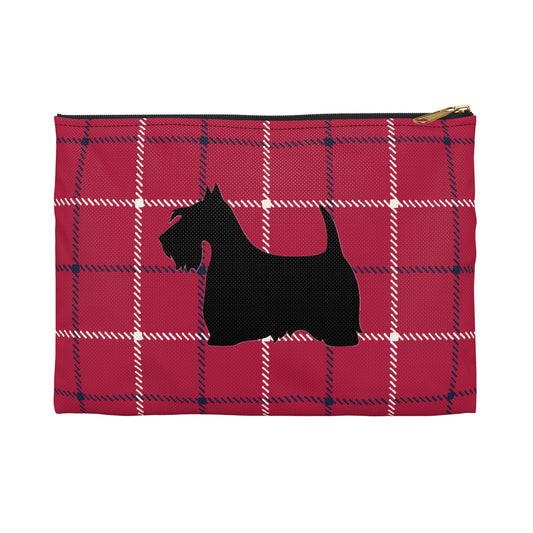Scottish Terrier Accessory Pouch, Pet Lover Gift, Dog Travel Bag, Stylish Makeup Case, Plaid Organizer