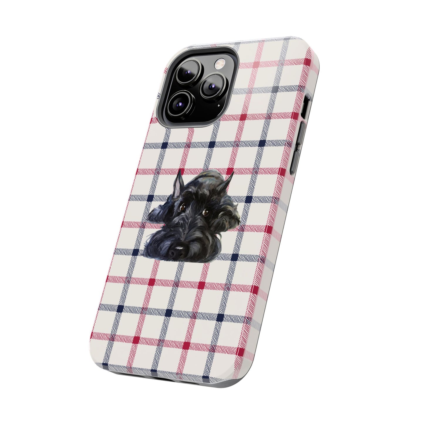 Scottish Terrier Phone Case, Tough Cases, Scottie Dog Phone Cover, Gift for Dog Lovers, Plaid Design