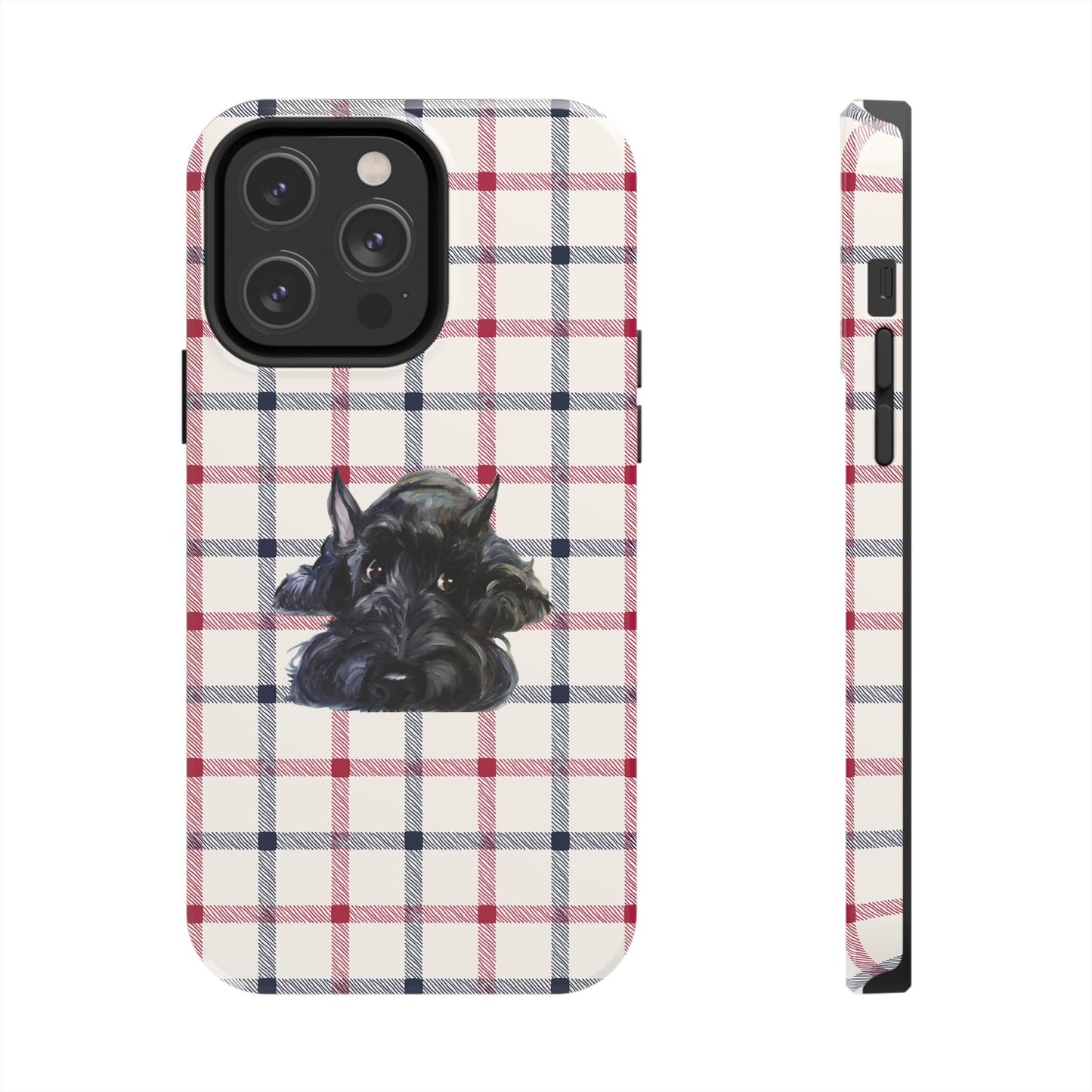 Scottish Terrier Phone Case, Tough Cases, Scottie Dog Phone Cover, Gift for Dog Lovers, Plaid Design
