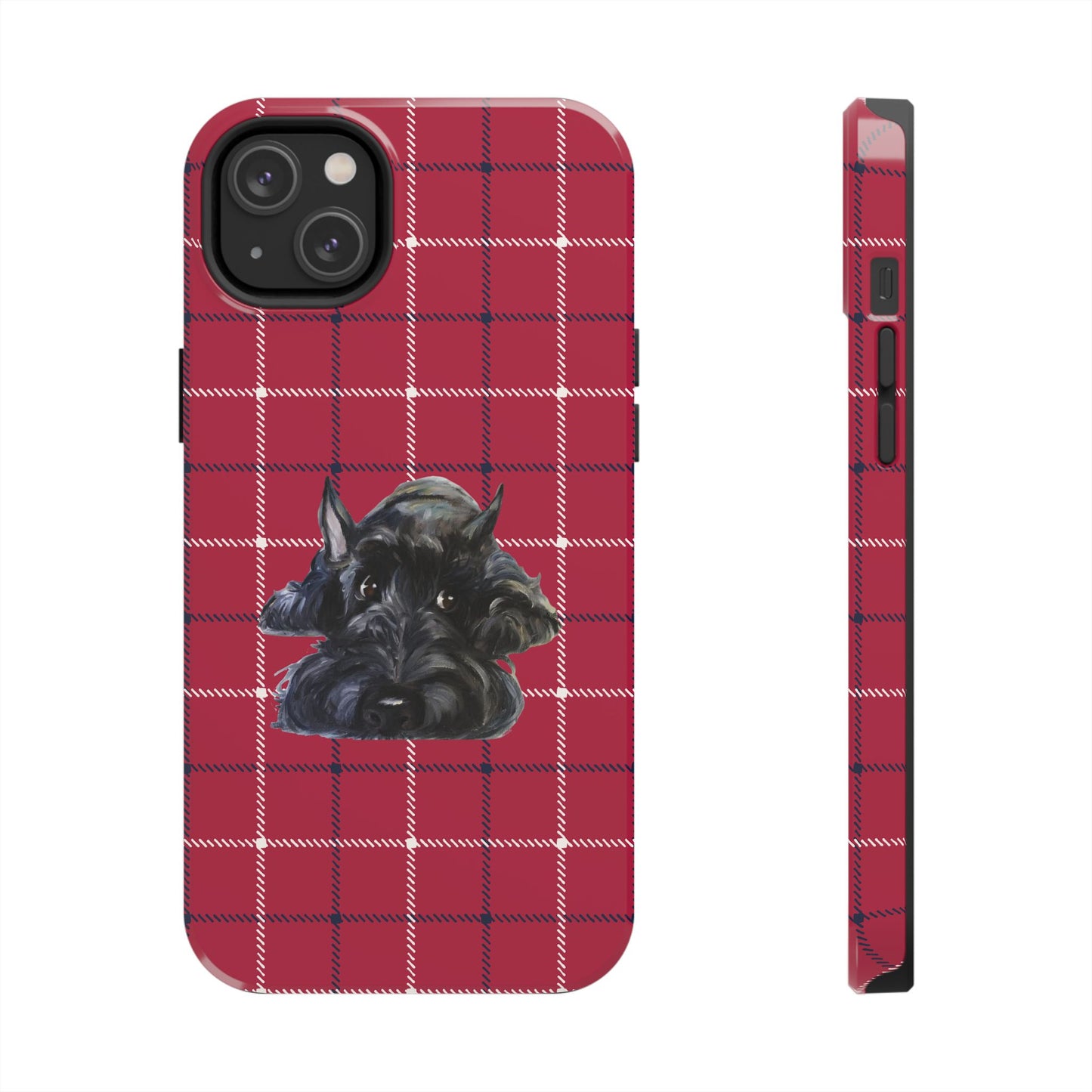 Scottish Terrier Phone Case, Tough Cases, Scottie Dog Phone Cover, Gift for Dog Lovers, Plaid Design