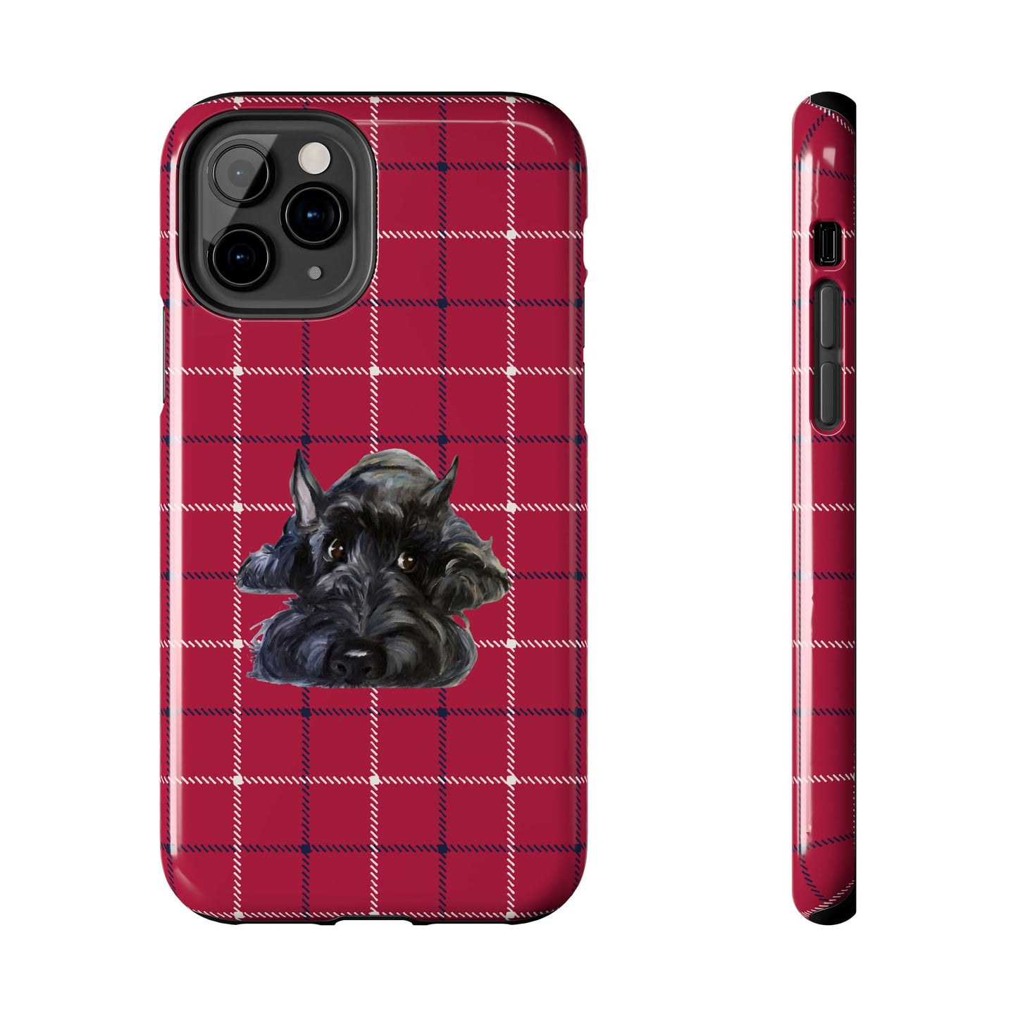 Scottish Terrier Phone Case, Tough Cases, Scottie Dog Phone Cover, Gift for Dog Lovers, Plaid Design