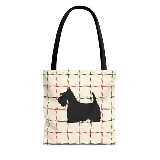 Plaid Scottish Terrier Tote Bag, Stylish Carryall for Pet Lovers, Perfect for Shopping, Beach Days, Teachers, Gifts, All-Occasion Bag