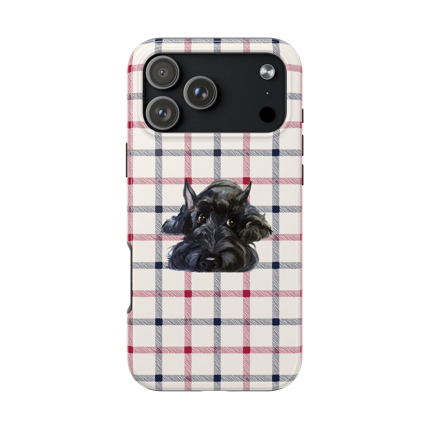 Scottish Terrier Phone Case, Tough Cases, Scottie Dog Phone Cover, Gift for Dog Lovers, Plaid Design