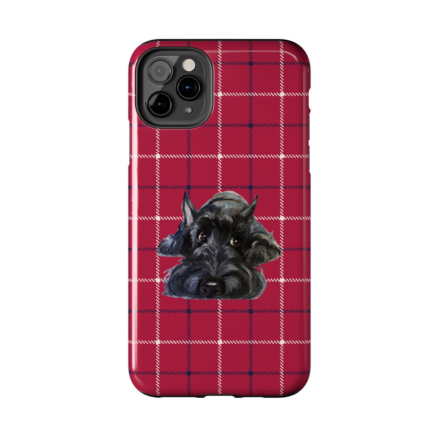 Scottish Terrier Phone Case, Tough Cases, Scottie Dog Phone Cover, Gift for Dog Lovers, Plaid Design