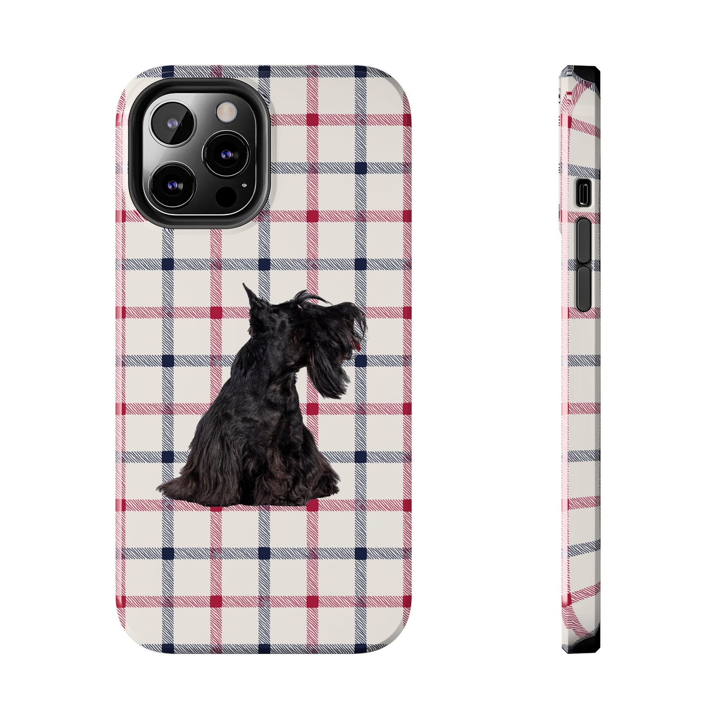 Scottish Terrier Phone Case, Tough Cases, Scottie Dog Phone Cover, Gift for Dog Lovers, Plaid Design