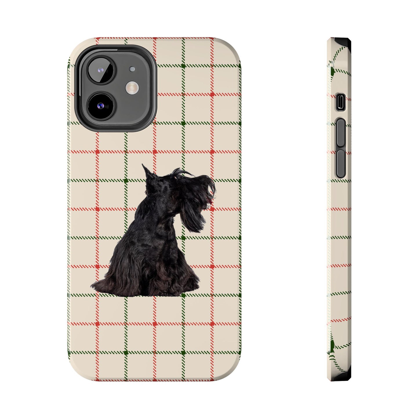 Scottish Terrier Phone Case, Tough Cases, Scottie Dog Phone Cover, Gift for Dog Lovers, Plaid Design