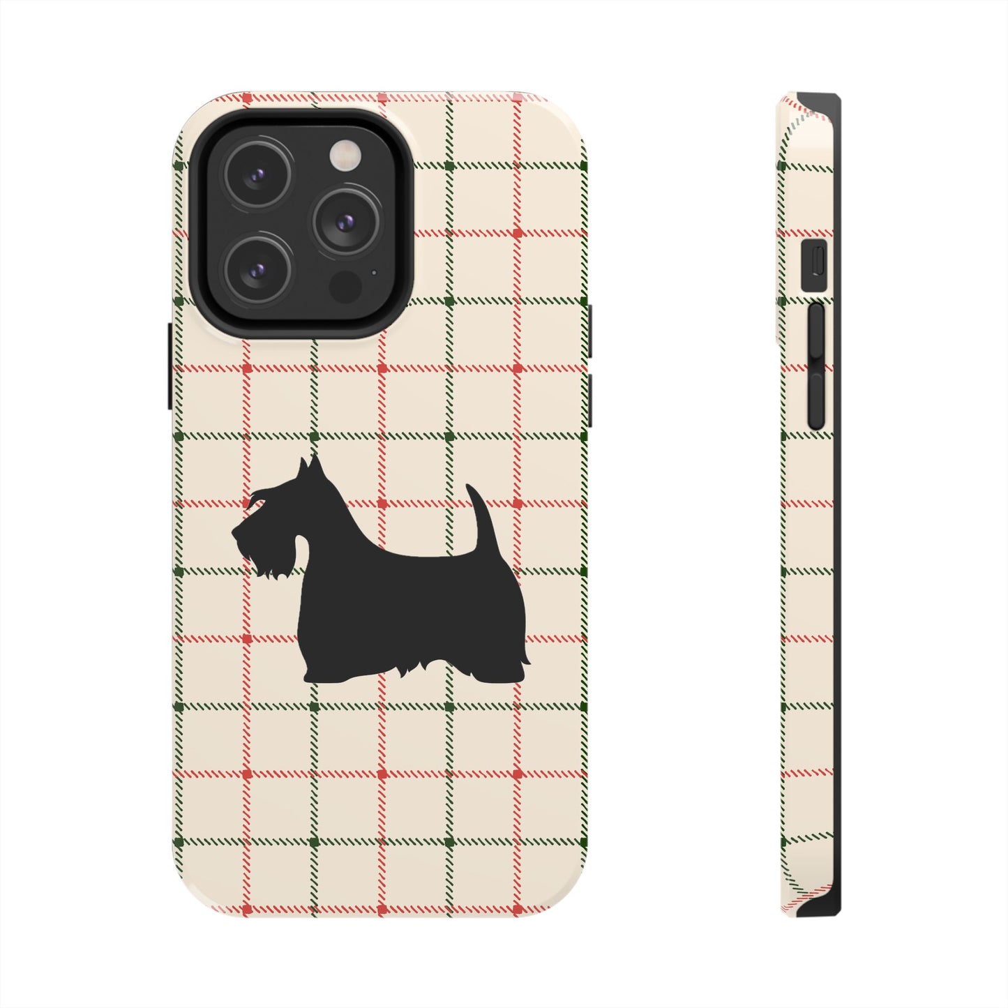 Scottish Terrier Phone Case, Tough Cases, Scottie Dog Phone Cover, Gift for Dog Lovers, Plaid Design
