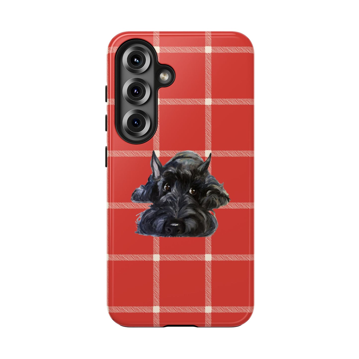 Scottish Terrier Phone Case, Tough Cases, Scottie Dog Phone Cover, Gift for Dog Lovers, Plaid Design