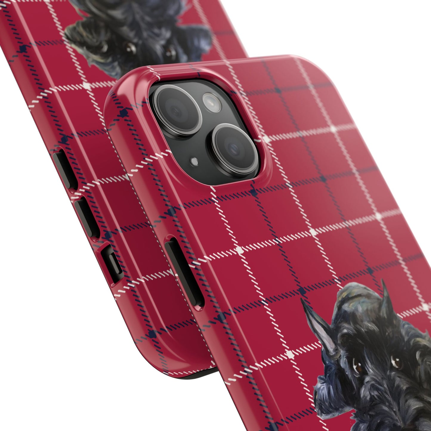 Scottish Terrier Phone Case, Tough Cases, Scottie Dog Phone Cover, Gift for Dog Lovers, Plaid Design