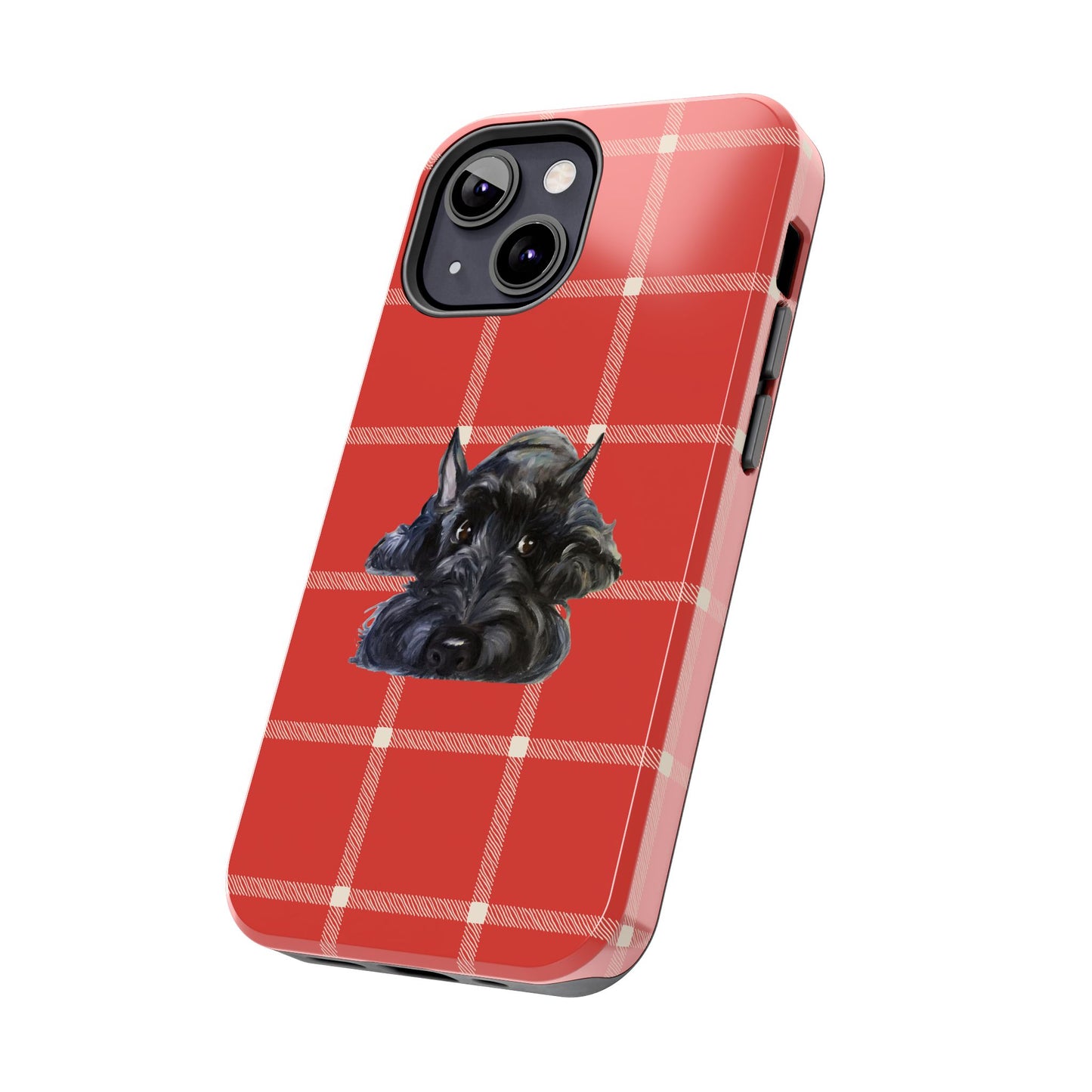 Scottish Terrier Phone Case, Tough Cases, Scottie Dog Phone Cover, Gift for Dog Lovers, Plaid Design