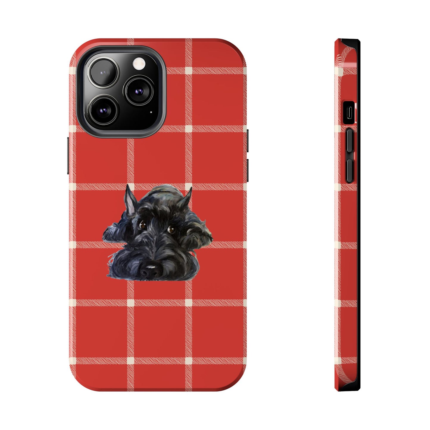 Scottish Terrier Phone Case, Tough Cases, Scottie Dog Phone Cover, Gift for Dog Lovers, Plaid Design